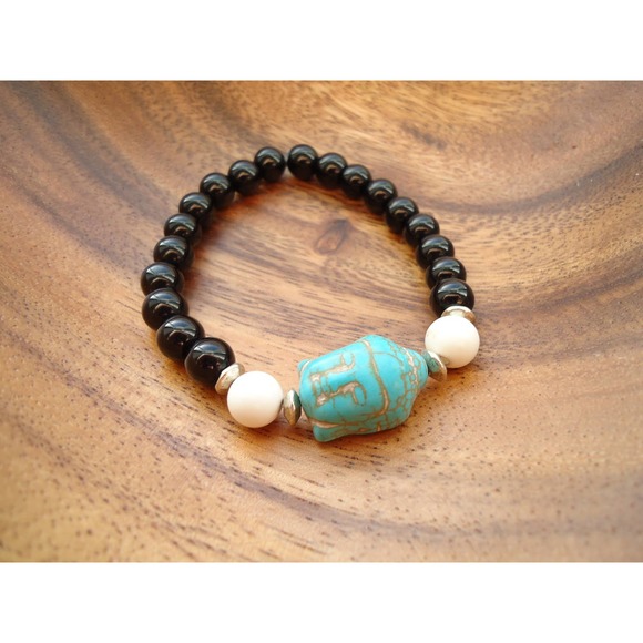Handmade Jewelry - Buddha Stretch Bracelet Black Handmade Jewelry